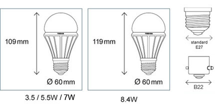 led bulb deminsion